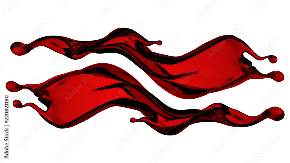 A beautiful, elegant splash of red liquid..3d illustration, 3d rendering. A beautiful, elegant splash of red liquid..3d illustration, 3d rendering.