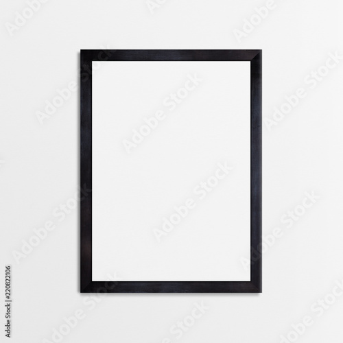 Black wood frame isolated on white background. Object with clipping path