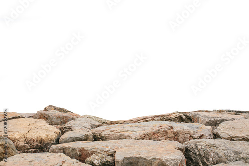 Fotografie, Tablou Brown landscape stones isolated on white background