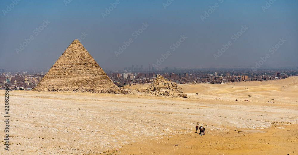 View of the Pyramids near Cairo city in Egypt.