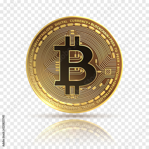 Bitcoin. Golden cryptocurrency coin. Electronics finance money symbol. Blockchain bitcoin isolated icon. Bit coin isolated, bit-coin physicalbitcoin illustration photo
