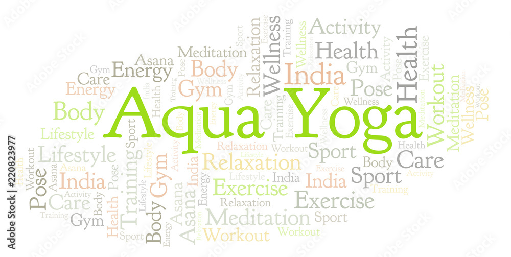 Obraz premium Aqua Yoga word cloud.