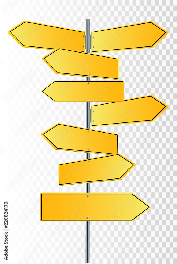 Vector Street Signs. Vector illustrationof 3 way Street Signs pointing in opposite directions Vector Street Signs. Vector illustrationof 3 way Street Signs pointing in opposite directions
