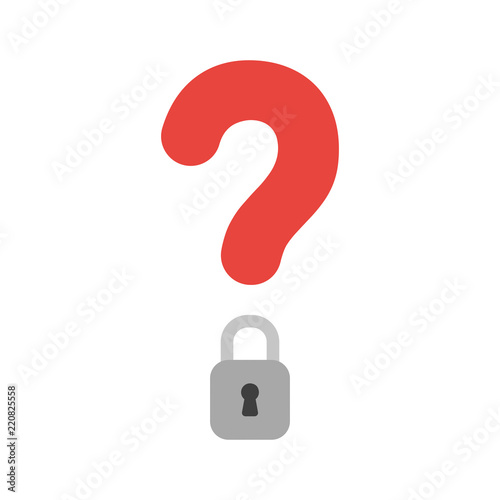 Vector icon concept of question mark with closed padlock