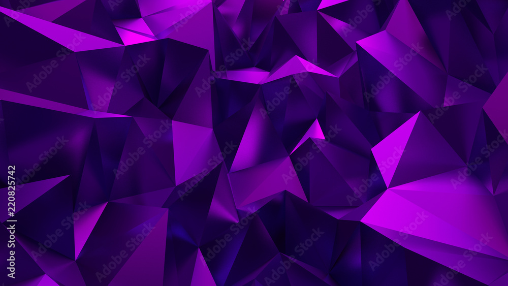 Elegant purple background with triangles and crystals. 3d illustration, 3d rendering. Elegant purple background with triangles and crystals. 3d illustration, 3d rendering.