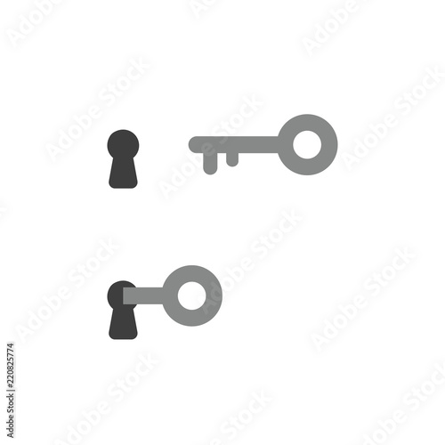 Vector icon concept of key unlock keyhole