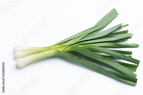 young-green garlic isolated on white