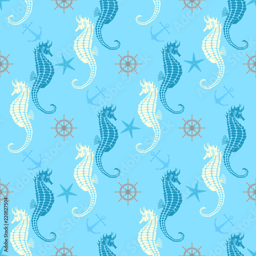 Seamless pattern of sea animals