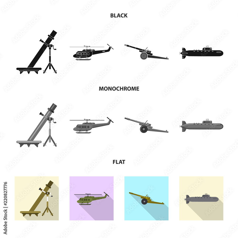 Vector illustration of weapon and gun logo. Collection of weapon and army stock symbol for web.