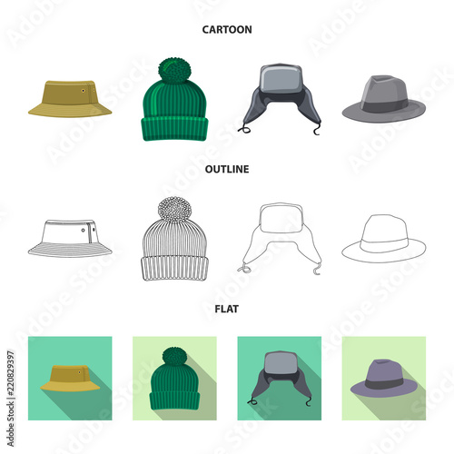 Vector design of headwear and cap logo. Collection of headwear and accessory stock vector illustration.