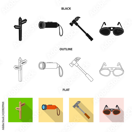Isolated object of alpinism and peak logo. Collection of alpinism and camp stock symbol for web.