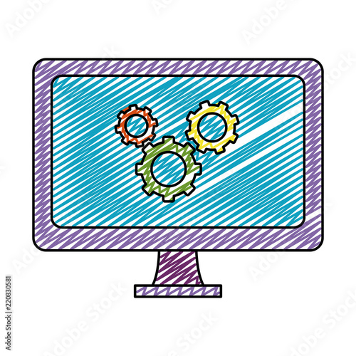 doodle computer technology with gears process industry