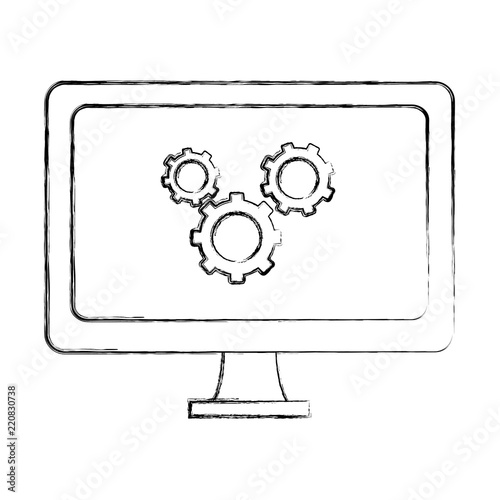 grunge computer technology with gears process industry