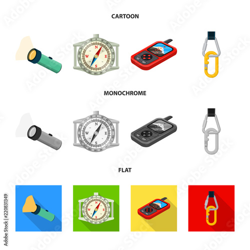 Vector illustration of alpinism and peak logo. Set of alpinism and camp stock symbol for web.