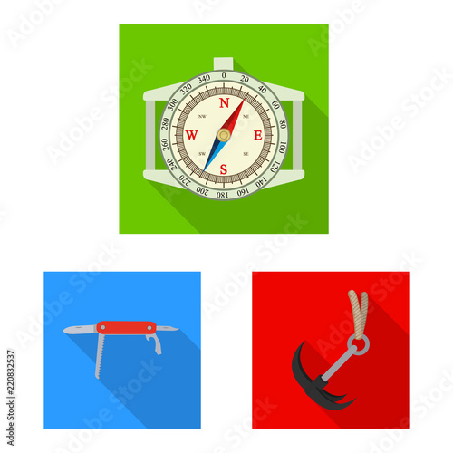 Vector design of alpinism and peak symbol. Collection of alpinism and camp vector icon for stock.