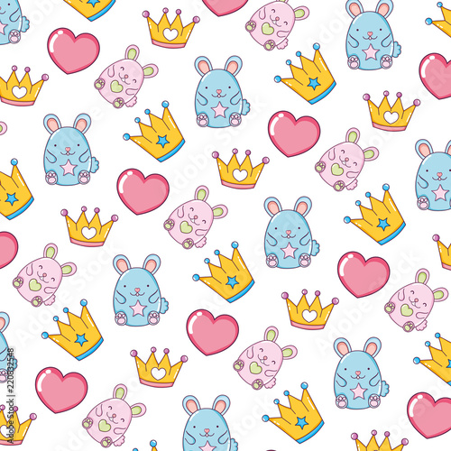 metal crown with heart and mice background