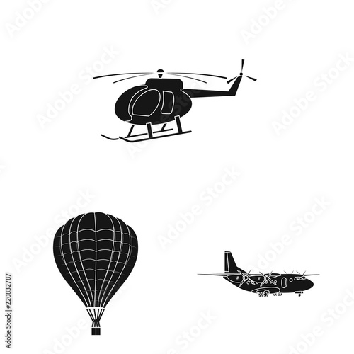 Isolated object of plane and transport symbol. Set of plane and sky stock symbol for web.