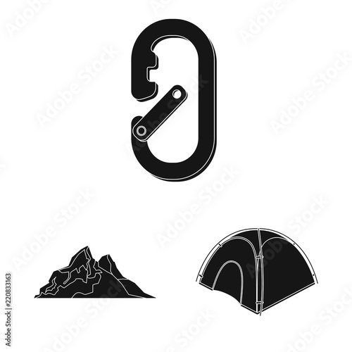 Vector design of alpinism and peak icon. Collection of alpinism and camp vector icon for stock.