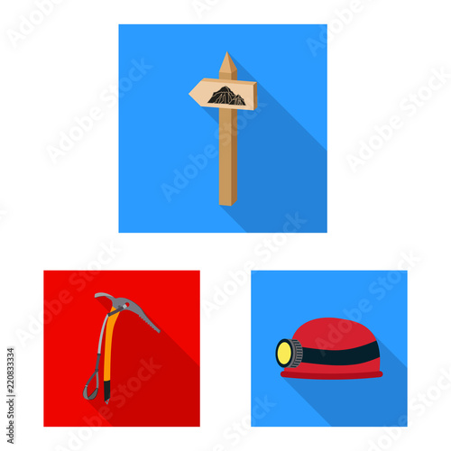 Vector design of alpinism and peak sign. Collection of alpinism and camp vector icon for stock.