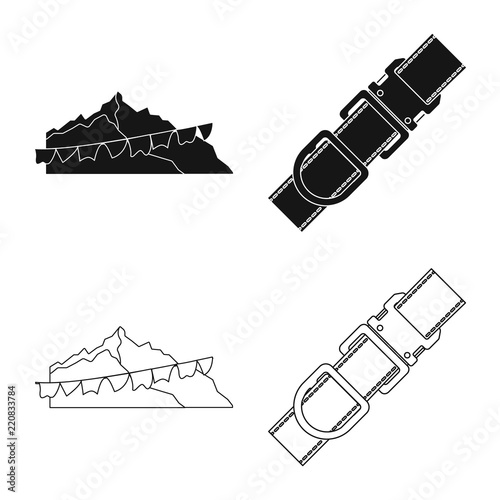 Isolated object of alpinism and peak sign. Collection of alpinism and camp stock symbol for web.