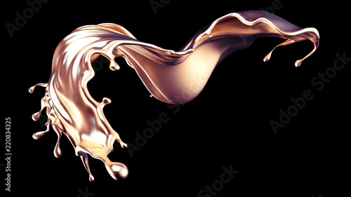 Mysterious, mystical, luxury splash of gold. 3d illustration, 3d rendering. photo