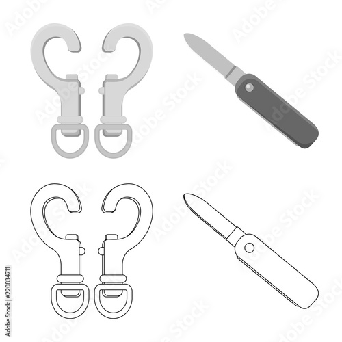 Vector illustration of alpinism and peak icon. Set of alpinism and camp vector icon for stock.