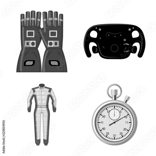 Isolated object of car and rally logo. Set of car and race stock symbol for web.