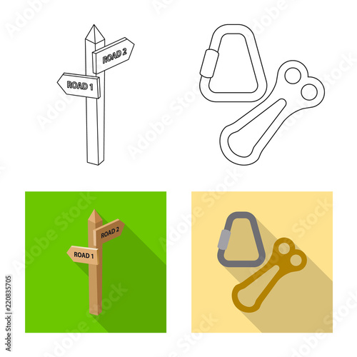 Vector design of alpinism and peak logo. Collection of alpinism and camp stock vector illustration.