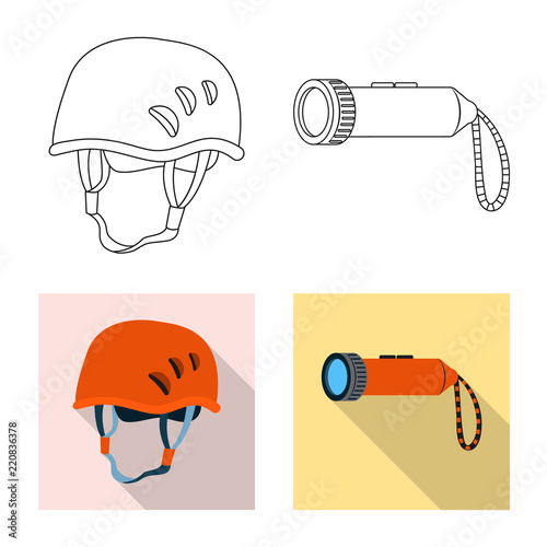 Vector illustration of alpinism and peak icon. Set of alpinism and camp stock vector illustration.