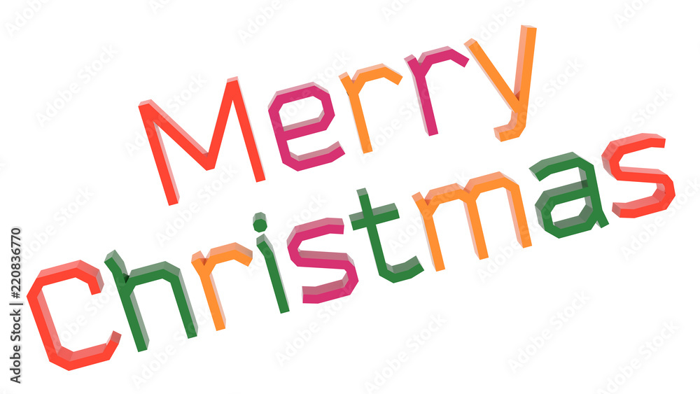 Merry Christmas Word 3D Rendered Text With Calligraphic Font Illustration Colored With Tetrad Colors 6 Degrees, Isolated On White Background .. Merry Christmas Word 3D Rendered Text With Calligraphic Font Illustration Colored With Tetrad Colors 6 Degrees, Isolated On White Background ..