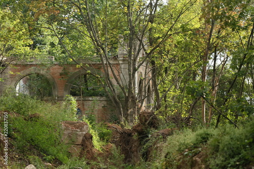 Abandoned church archway shadow and light