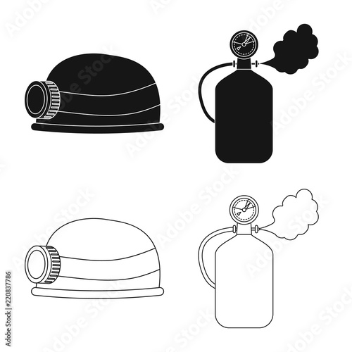 Isolated object of alpinism and peak icon. Set of alpinism and camp stock vector illustration.