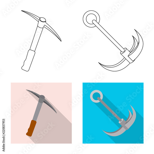 Isolated object of alpinism and peak icon. Set of alpinism and camp vector icon for stock.