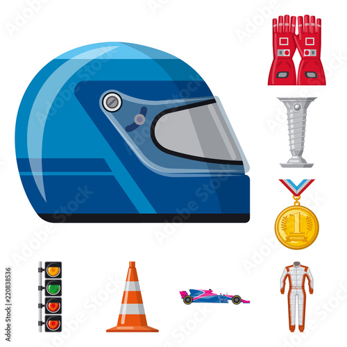 Isolated object of car and rally logo. Collection of car and race vector icon for stock.