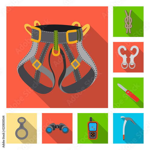 Isolated object of alpinism and peak symbol. Set of alpinism and camp stock vector illustration.