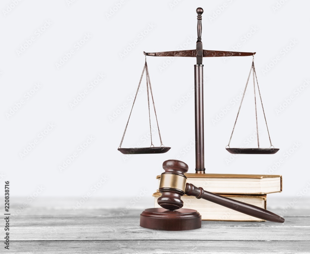 Law scales on table background. Symbol of justice Law scales on table background. Symbol of justice