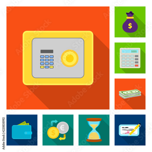 Isolated object of bank and money symbol. Set of bank and bill stock vector illustration.