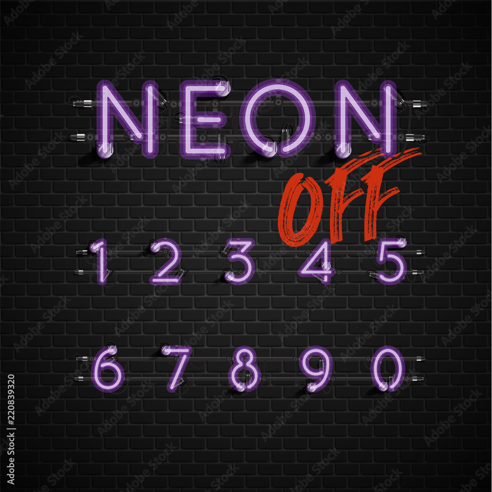 High detailed neon font set, vector illustration High detailed neon font set, vector illustration