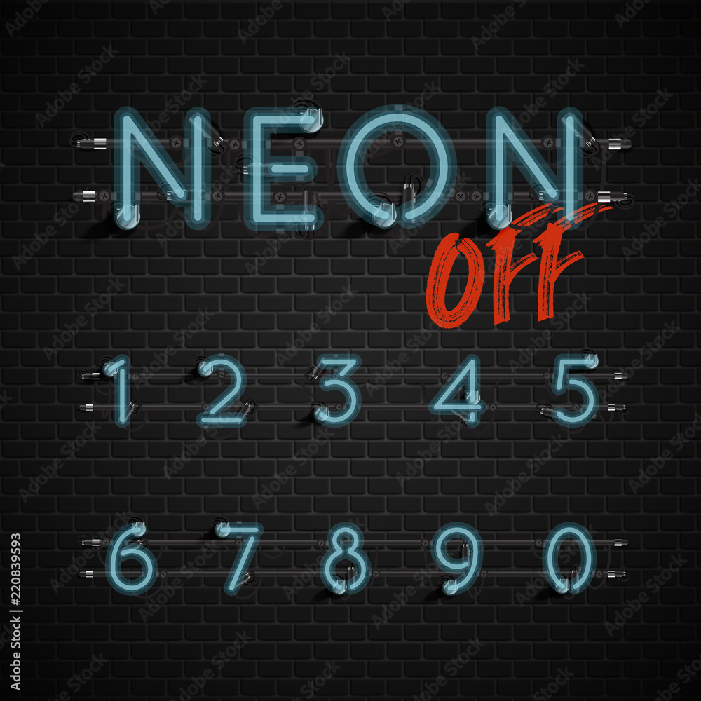High detailed neon font set, vector illustration High detailed neon font set, vector illustration
