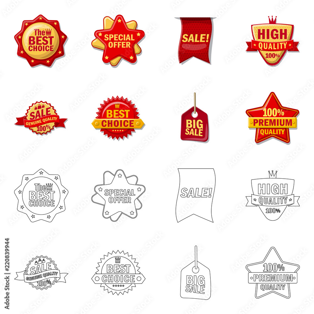 Vector design of emblem and badge logo. Set of emblem and sticker stock vector illustration.