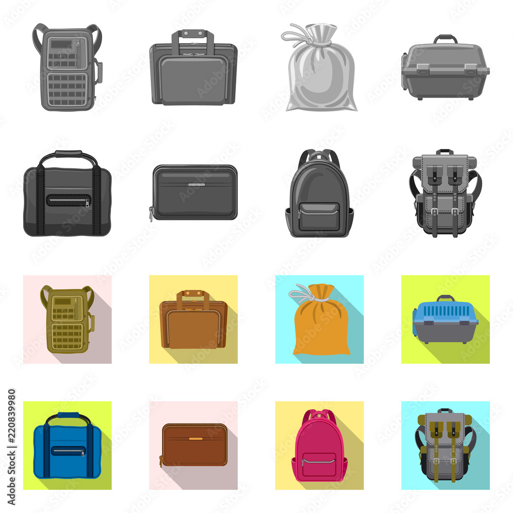 Vector illustration of suitcase and baggage symbol. Collection of suitcase and journey vector icon for stock. Vector illustration of suitcase and baggage symbol. Collection of suitcase and journey vector icon for stock.