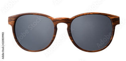 Front view of wood sunglasses
