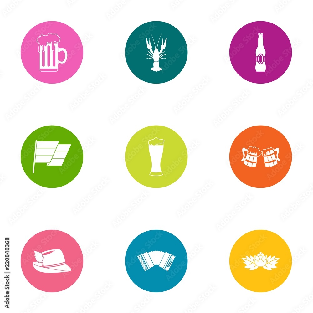 Beer rest icons set. Flat set of 9 beer rest vector icons for web isolated on white background