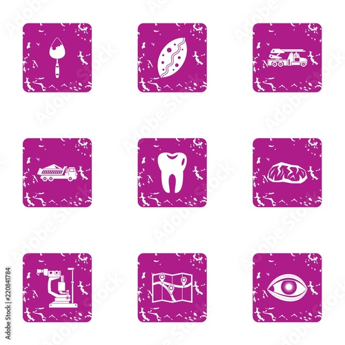 Icecream filling icons set. Grunge set of 9 icecream filling vector icons for web isolated on white background