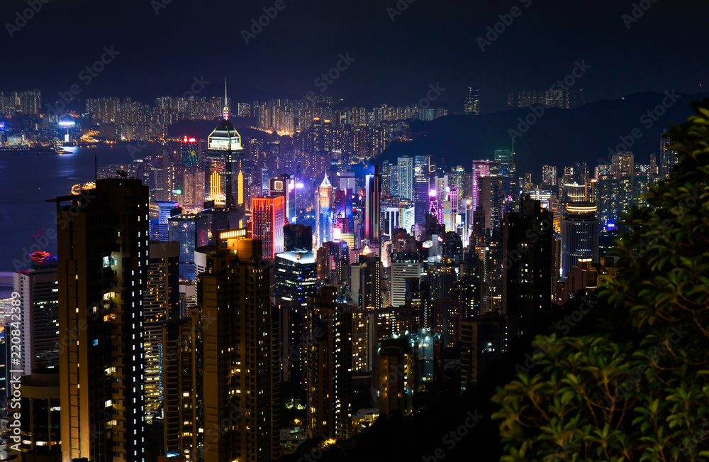 Fototapeta premium Hong Kong cityscape view from the Victoria peak at night