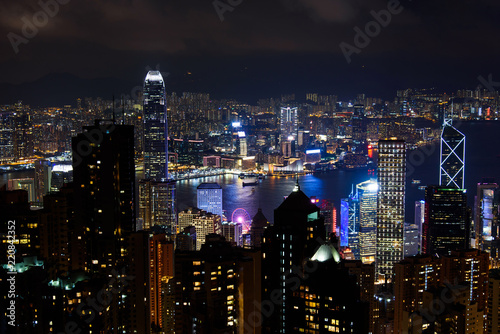 Hong Kong cityscape view from the Victoria peak at night
