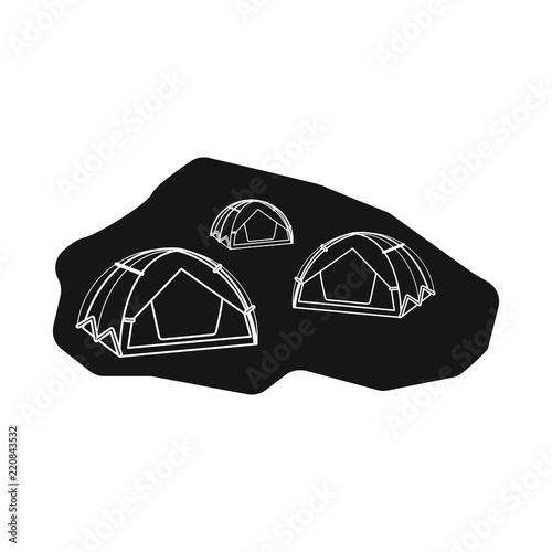 Isolated object of alpinism and peak symbol. Set of alpinism and camp stock symbol for web.