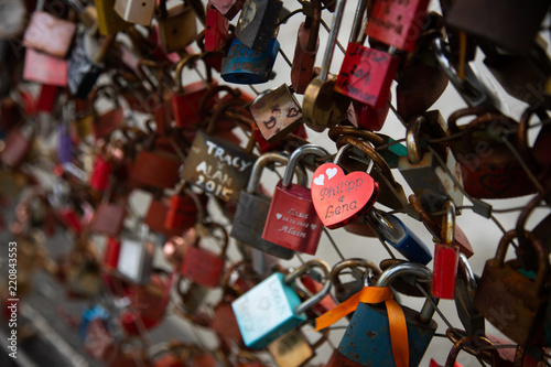 Lovely Heart Locks on the bridge in Salzburg, Austria
