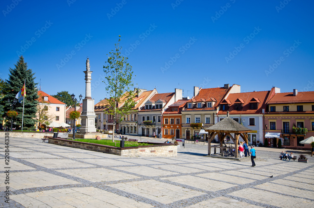 Town square of Sandomierz, Poland - obrazy, fototapety, plakaty 