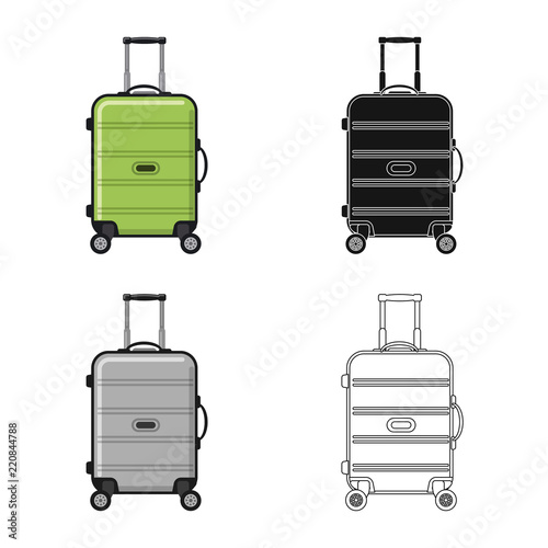 Vector design of suitcase and baggage icon. Set of suitcase and journey vector icon for stock.